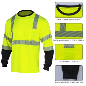 Maglietta Estiva Gialla Alta Visibilità per Edilizia, 100% Poliestere, Camicia da <span class=keywords><strong>Lavoro</strong></span> Riflettente con Tasca sul Petto per Giardinaggio e Sicurezza - Product Image 4