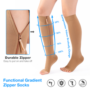 Calcetines de Compresión hasta la Rodilla con Diseño Personalizado de Buena Calidad, con Cierre y Punta Abierta, 23-32 mmHg, <span class=keywords><strong>para</strong></span> Várices - Product Image 1