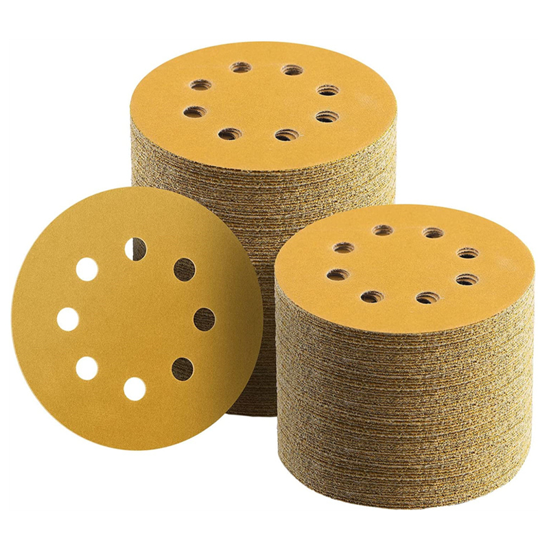 Vàng Sanding Đĩa 225Mm 7 Inch Móc Và Vòng Lặp Vàng Sanding Đĩa Nhôm Oxit Khô Sử Dụng Cát Mài Mòn Đĩa Cho Ô Tô