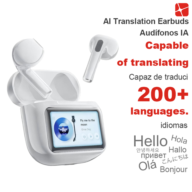 13mm Hi-Fi Stereo Surround Sound TWS Earbuds Smart Touch Screen Digital Display IPX5 Waterproof for 5.3 AI Translation