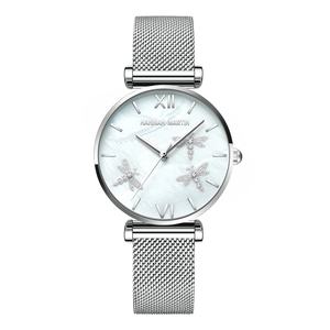Reloj de Mujer OEM ODM de Moda con Esfera de Nácar con Relieve 3D de Libélula, Correa de Acero Inoxidable, Resistente al Agua 3BAR, Reloj de Cuarzo Casual - Product Image 3