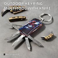 Couteau multi-outils portable en acier inoxydable pour le camping en plein air, la survie, les travaux utilitaires, ciseaux pliants, règle, porte-clés
