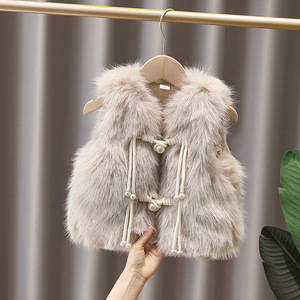 Chaleco Cálido y Peludo para Otoño e Invierno para Bebé Niña, Ropa Exterior Linda y Moderna con Decoración de Lazo y Perlas - Product Image 6