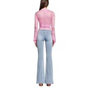 Jeans de Verano 2025 de Tiro Bajo para Mujer, Ajustados y Sexys, 100% Algodón, Vintage, Lavado Ácido, Desgastados, Acampanados para Damas - Product Image 3