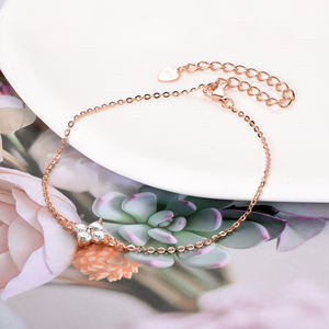 Gioielli Moissanite con certificato 925 bracciali a catena regolabili con fiore a quattro foglie di trifoglio in argento Sterling per le donne - Product Image 4