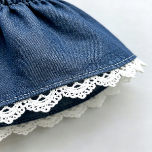 Orsetto di peluche Kawaii all'ingrosso in <span class=keywords><strong>vestito</strong></span> di jeans con decorazioni in pizzo, con fascia per capelli con pon pon, per regali per bambini - Product Image 5