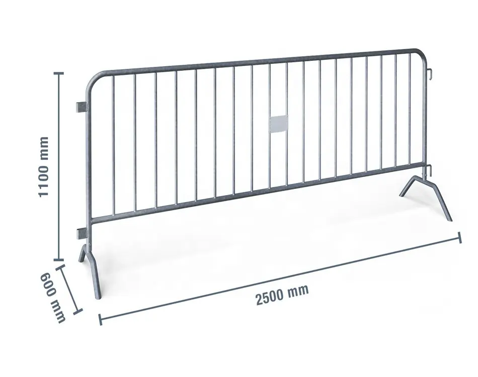 Kolayca monte 1.1m yüksek x2.5m geniş geçici taşınabilir yaya kalabalık kontrolü barikat çit satılık
