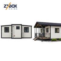ZYBOX Villa clé en main, maison pliable, maison conteneur extensible de luxe 20ft 40ft avec porche à toit en pente, maisons préfabriquées