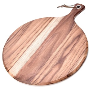 Tabla de Cortar y Pala para Pizza Redonda de Madera de Acacia de 16 Pulgadas con Asa para Cocina, Charcutería y Uso Decorativo - Product Image 1