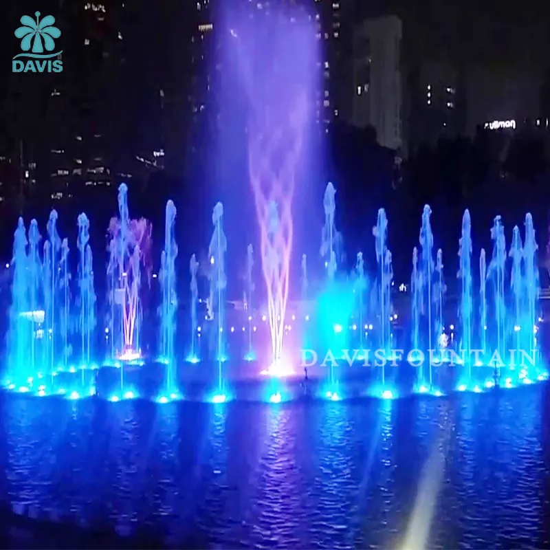 Yeni tasarım açık bahçe RGB Led ışık yüzen dans su müzikli fıskiye