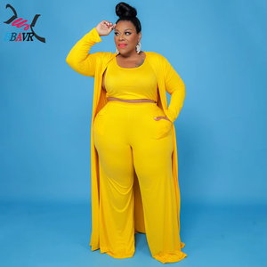Hot Selling Products 2025 Stylish Fashion Casual Solid Color <b>Plus</b> <b>Size</b> Women Clothing 3 Piece Sets - Product Image 2