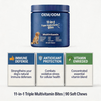Suplemento Masticable Multivitamínico 11 en 1 para Perros, Apoyo para Articulaciones, Corazón e Inmunidad, Antioxidantes, Mejora del Rendimiento, Alto Contenido Proteico