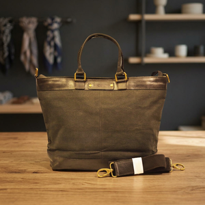 Premium Cotton <b>Canvas</b> Tote <b>Bag</b> with Leather Trim, <b>Large</b> Shoulder Handbag with Adjustable Strap for Women - Product Image 1