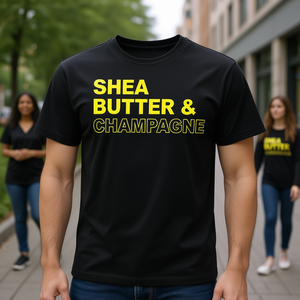 T-shirt Shea Butter & Champagne noir pour adulte unisexe, vêtements promotionnels - Product Image 3