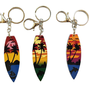 Custom Plastic Crafts Surfboard Acrylic Keychain Pendant Creative Travel Gift Personalized Key Chain Fashion Keyring