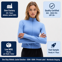 Chaqueta Corta Ligera para Mujer, Corte Ajustado, Protección Solar UPF 50, Cuello Alto, Manga Raglán, Cierre Completo, Venta al Por Mayor, Fabricante OEM