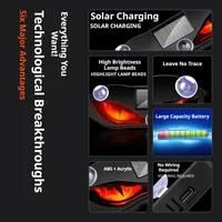 Güneş Enerjili Araba LED Şeytan Gözü Uyarı Lambası, Oto Ön Camı Ortam Atmosfer Lambası Yanıp Sönen Sinyal Göstergesi Vakumlu