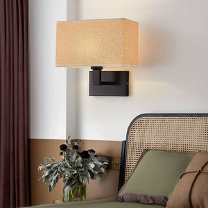 New Design Bedroom Wall Mounted Lights Nordic <b>Bed</b> Wall Lamp Lighting Charging with Fabric Shade - Product Image 5