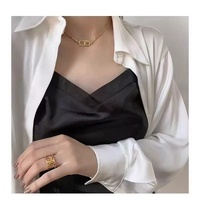 Ensemble de Bijoux Tendance en Acier Inoxydable Double avec Lettres en Acier Titane, Collier et Bracelet Vente Chaude