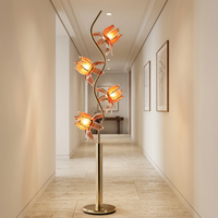 Lampe sur pied fantaisie en verre Lotus, structure en fer, support E26, option d'éclairage ludique pour la maison