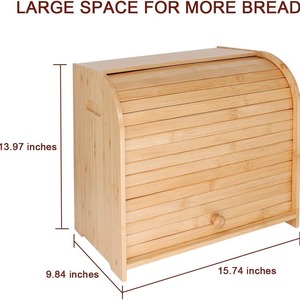 กล่องขนมปังไม้ไผ่ 40x35.5x25 ซม. พร้อมฝาปิด สำหรับเก็บขนมปังและขนมอบในครัว - Product Image 4