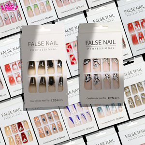 Vente en gros usine : Faux ongles à presser de haute qualité, fabriqués à la machine, couvrance totale, style français, supporte les styles mixtes personnalisés - Product Image 1