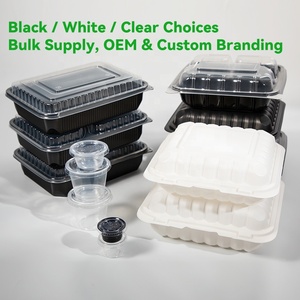 Boîtes de préparation alimentaire YANGRUI personnalisées avec logo, en PP noir mat, 9x9 pouces, 40 oz, emballage rapide, boîtes à emporter pour fêtes - Product Image 5