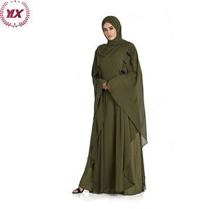 Borka Dubai robes mode pour le plus récent dropshipping Abaya femmes robe musulmane Polyester OEM Service adultes velours Abaya Islam - Product Image 5