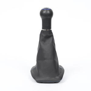 Housse anti-poussière pour levier de vitesses de voiture, pour Golf 4, transmission manuelle, taille des trous 12mm 23mm, cuir noir avec surpiqûres bleues - Product Image 1