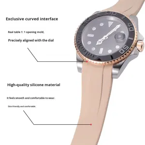 Venta caliente de lujo 20mm impermeable extremo curvo silicona correa de reloj de <span class=keywords><strong>acero</strong></span> inoxidable para cierre de despliegue de correa de reloj - Product Image 4