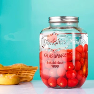 Distributeur <span class=keywords><strong>de</strong></span> boissons en verre vide, pot Mason 4L avec couvercle en métal, verrerie <span class=keywords><strong>de</strong></span> 1 Gallon pour jus, bière, vin, liqueur, Kombucha, poinçon glacé - Product Image 4