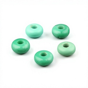 Cuentas Redondas de Cuarzo Verde Europeo Natural de Alta Calidad, 14x8 mm, Lisas, con Orificio Grande, Piedras Preciosas Sueltas para la Fabricación de Joyas, Venta al por Mayor - Product Image 1