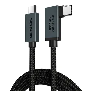 Cable usb 100 de 3,2 W con ángulo de 90 grados, 4k, 5A, 2 USB C a tipo C macho, carga PD, transferencia de datos de 10Gbps