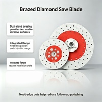 Disque de découpe et de meulage diamanté brasé sous vide double face 125 mm M14 avec trous de positionnement poreux pour utilisation humide, lame de scie pour pierre naturelle