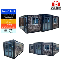 Maison conteneur préfabriquée extensible de 40 pieds 20 pieds Maison préfabriquée pliable en acier léger Maison préfabriquée pliante Villa avec salle de bain cuisine