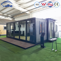 Maison conteneur modulaire préfabriquée en acier, étanche et résistante aux intempéries, à double aile extensible, pour usage en villa ou atelier