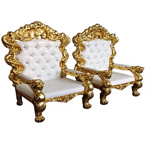 Royal Wedding Chairs Manufacturer Luxury Bride Groom Chairs Modern Style Light Weight Treated Wood for Indian Wedding - Product Image 1
