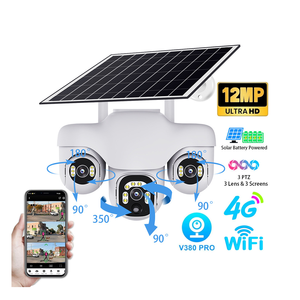 Cámara de Seguridad V380PRO 12MP IP66 8W Solar PTZ con Triple Lente, Tres Pantallas, 4G WiFi, para Residencias, Ranchos y Exteriores - Product Image 1