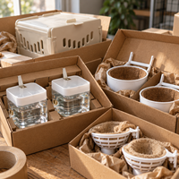 Ensemble mangeoire et abreuvoir transparents pour oiseaux avec accessoires de nid suspendu – Vente en gros