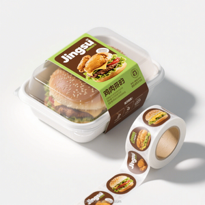 Logotipo personalizado impermeable Hamburgo caja de embalaje pegatina para alimentos para mascotas Pizza aceite de oliva para tiendas de <span class=keywords><strong>hamburguesas</strong></span> - Product Image 1