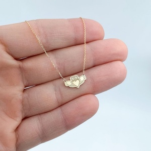 Collier tendance en acier inoxydable avec pendentif, collier Claddagh en or massif 14 carats pour femmes, hommes et filles - Product Image 2