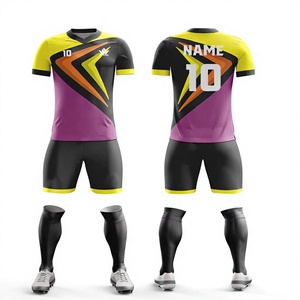Maillot de football personnalisé sublimé pour homme, manches courtes, col en V, évacuation de l'humidité, séchage rapide, impression du nom du joueur sur le devant, coupe athlétique adulte - Product Image 2