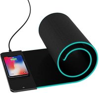 Tapis de Souris Carré OEM Personnalisé avec Logo, Grand Tapis de Bureau Gamer Noir avec LED RGB et Chargeur Sans Fil, en Stock
