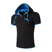 Bestseller 8 Farben M-5XL Herren Freizeithemd Kurzarm Slim Fit Freizeitkleidung Kapuzen-Oberteil Sommer Herren T-Shirt EDT08