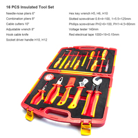 Kit d'outils d'entretien isolés portables de 16 pièces pour batterie de véhicule électrique et travaux électriques