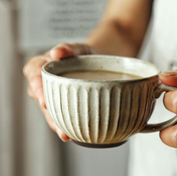Tasse à eau avec grande bouche en grès, pour le café, en céramique, pour le petit déjeuner