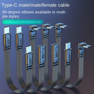 Cable de Carga <span class=keywords><strong>USB</strong></span> 2.0 Tipo <span class=keywords><strong>C</strong></span> Plano de Silicona Suave con Carga Rápida PD y Transferencia de Datos para Uso en Automóviles (Conectores Rectos/Curvos) - Product Image 2