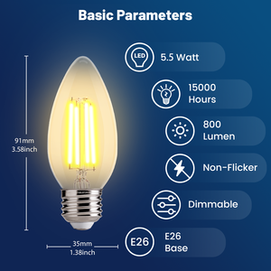 الأكثر مبيعًا لمبة ليد E12 E26 W 800lm قابلة للإضاءة غير الصنفرة لتزيين المنزل - Product Image 2