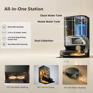 20Kpa Camera Integrated-line Laser Auto-washing and Auto-drying Rotating <b>Mop</b> Robot Vacuum With All-in-One Station - Product Image 1