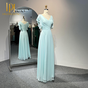 2024 verano azul hielo cuello en V <span class=keywords><strong>vestido</strong></span> de noche <span class=keywords><strong>para</strong></span> mujer <span class=keywords><strong>para</strong></span> boda <span class=keywords><strong>dama</strong></span> de honor graduación baile cena fiestas tamaño XL - Product Image 2